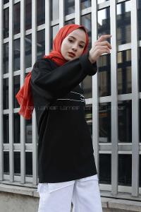 Modalamelif Bisiklet Yaka Retriat Yazı Baskılı Sweat Siyah