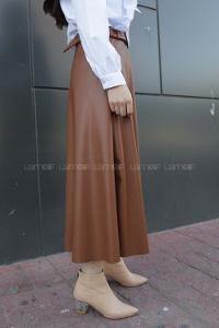 Modalamelif Deri Kloş Etek Taba