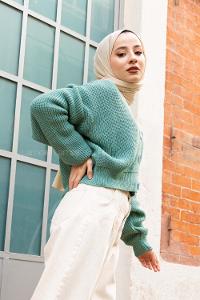 Modalamelif Düğmeli Selanik Hırka Mint Yeşili