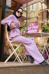 Modalamelif Fitilli Triko Takım  Lila