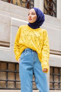 Modalamelif Ajurlu Trend Kazak Hardal Sarısı