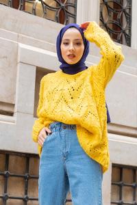 Modalamelif Ajurlu Trend Kazak Hardal Sarısı