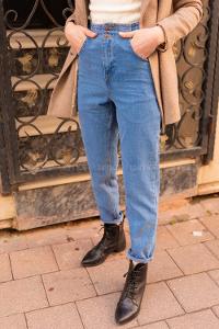 Modalamelif Arka Bel Lastikli  Mom Jean Açık Mavi