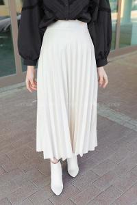 Modalamelif Beyaz Deri Etek