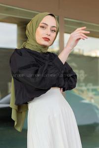 Modalamelif Dantelli Balon Kol Gömlek Siyah