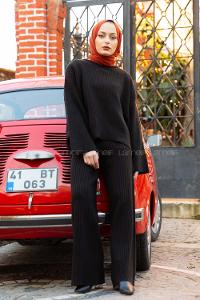 Modalamelif Fitilli Triko Takım Siyah