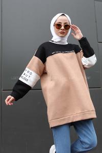 Modalamelif Not Too Bad Yazı Baskılı Sweat Sütlü Kahve