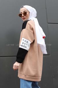 Modalamelif Not Too Bad Yazı Baskılı Sweat Sütlü Kahve