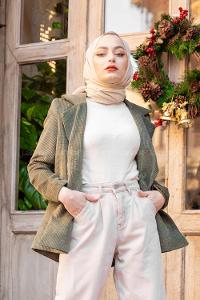 Modalamelif Önü Düğmeli Kadife Ceket Haki