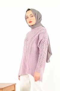 Modalamelif  Ajurlu Triko Kazak Lila