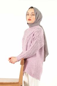 Modalamelif  Ajurlu Triko Kazak Lila