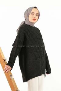 Modalamelif  Ajurlu Triko Kazak Siyah