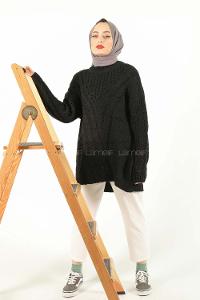 Modalamelif  Ajurlu Triko Kazak Siyah