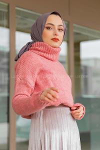 Modalamelif Balıkçı Yaka T Kol Kazak  Gül