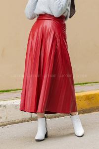 Modalamelif Bordo Deri Etek