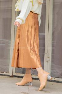 Modalamelif Gold Renk Deri Etek