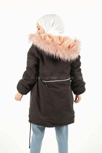 Modalamelif İçi Kürklü Arkası Süs fermuar Detaylı Kaban Siyah