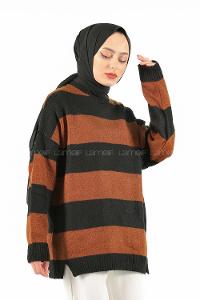 Modalamelif Kahverengi Kontrast Triko Kazak