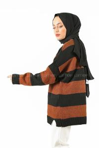 Modalamelif Kahverengi Kontrast Triko Kazak