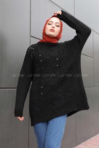 Modalamelif  Yarım Balıkçı Yaka Kazak Siyah