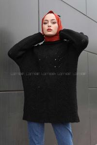 Modalamelif  Yarım Balıkçı Yaka Kazak Siyah