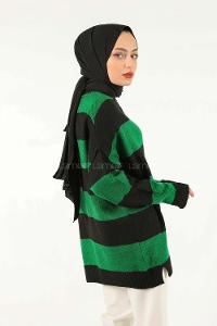 Modalamelif Yeşil Kontrast Triko Kazak