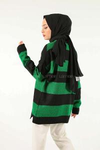 Modalamelif Yeşil Kontrast Triko Kazak