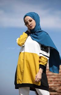 Modalamelif Sarı Parçalı Sweat Tunik
