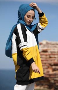Modalamelif Sarı Parçalı Sweat Tunik