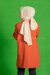 Modalamelif  Fermuar Cep Detaylı Salaş Gömlek Kiremit