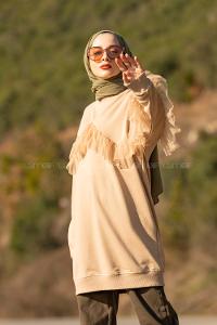 Modalamelif  Tül Detaylı Tunik Sütlü Kahve