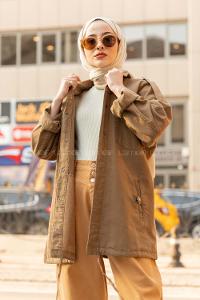 Modalamelif Çıt Çıt Düğmeli Ceket Asker Yeşili