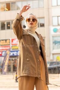 Modalamelif Çıt Çıt Düğmeli Ceket Asker Yeşili