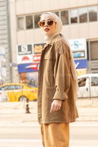 Modalamelif Çıt Çıt Düğmeli Ceket Asker Yeşili