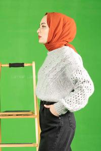 Modalamelif  Ajurlu Triko Kazak Gri