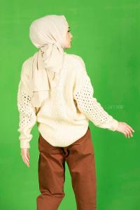 Modalamelif  Ajurlu Triko Kazak  Krem