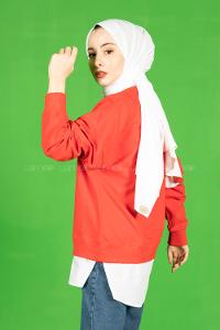 Modalamelif Altı Garnili Chappions Yazı Baskılı Sweat Kırmızı