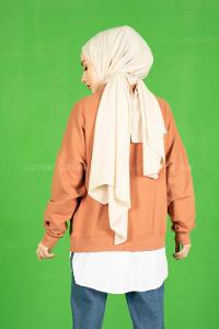 Modalamelif Altı Garnili Chappions Yazı Baskılı Sweat Pudra