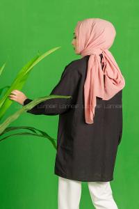 Modalamelif Çift Cepli Salaş Keten Gömlek Siyah