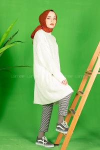 Modalamelif Ekru Oversize Triko Tunik