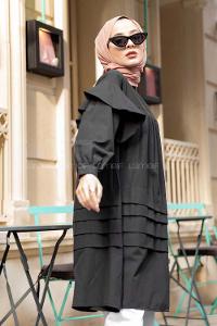 Modalamelif Önü Katlı Salaş Tunik Siyah