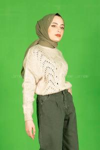 Modalamelif  Yarım Balıkçı Yaka Kazak Taş