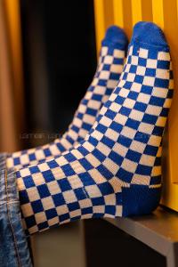 Modalamelif Dama Kareli Mavi Çorap