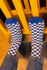 Modalamelif Dama Kareli Mavi Çorap