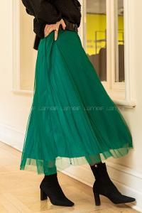 Modalamelif  Beli Lastikli Tül Etek Yeşil