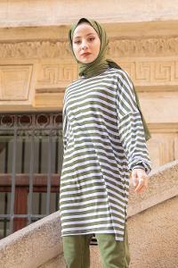 Modalamelif  Çizgili Tunik Asker  Yeşili