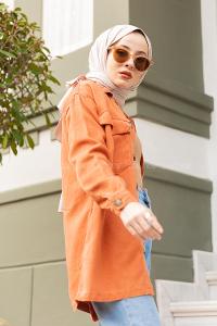 Modalamelif Gizli Cep Detaylı  Ceket  Kiremit