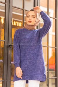 Modalamelif Havis Yırtmaç Detaylı TunikTunik İndigo