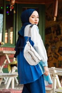 Modalamelif Üç Renk Detaylı Gömlek Mavi