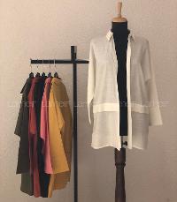 Modalamelif Önü Katlı Keten Gömlek Kiremit